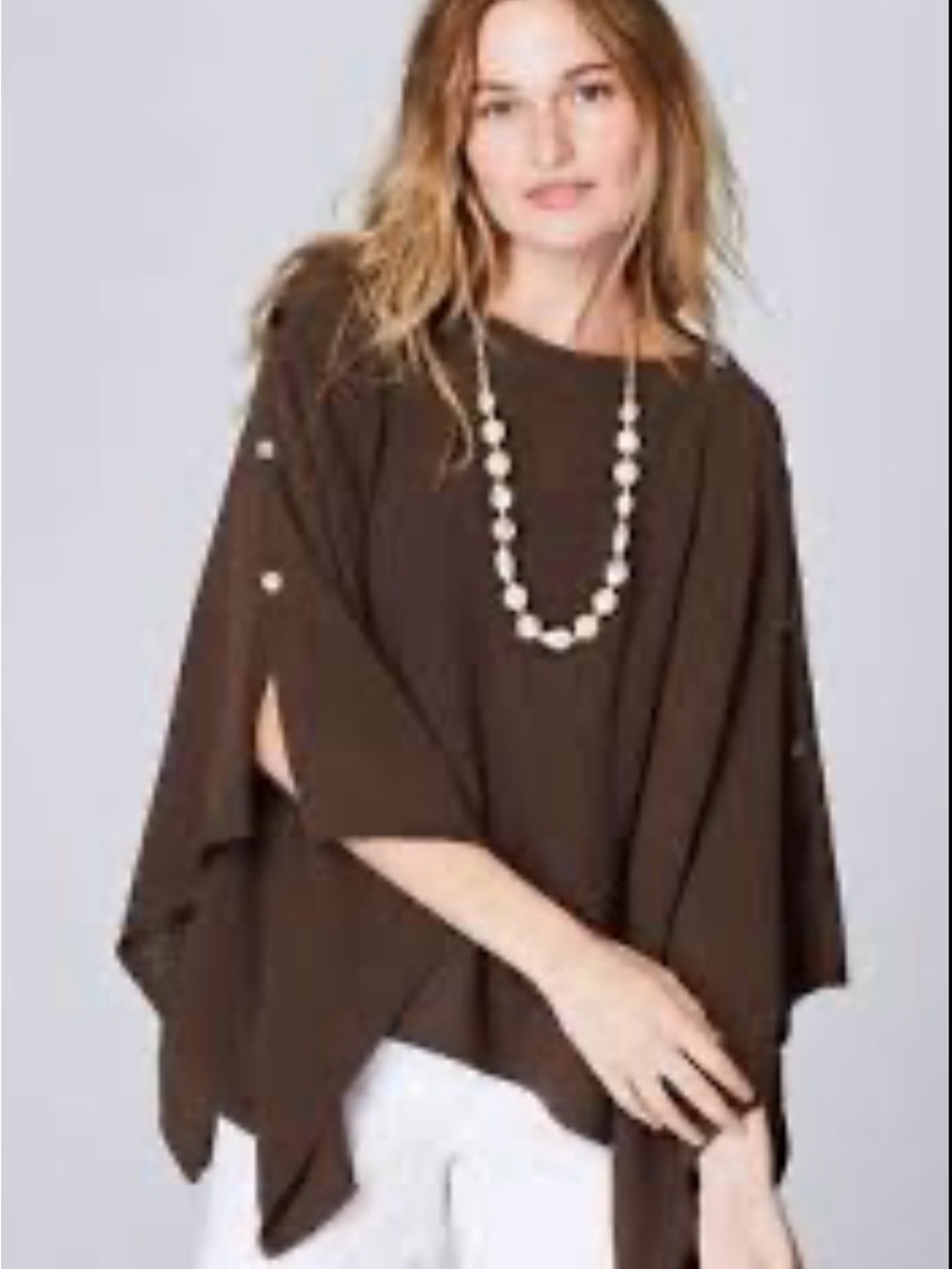 J. Jill Brown Button Draped Poncho